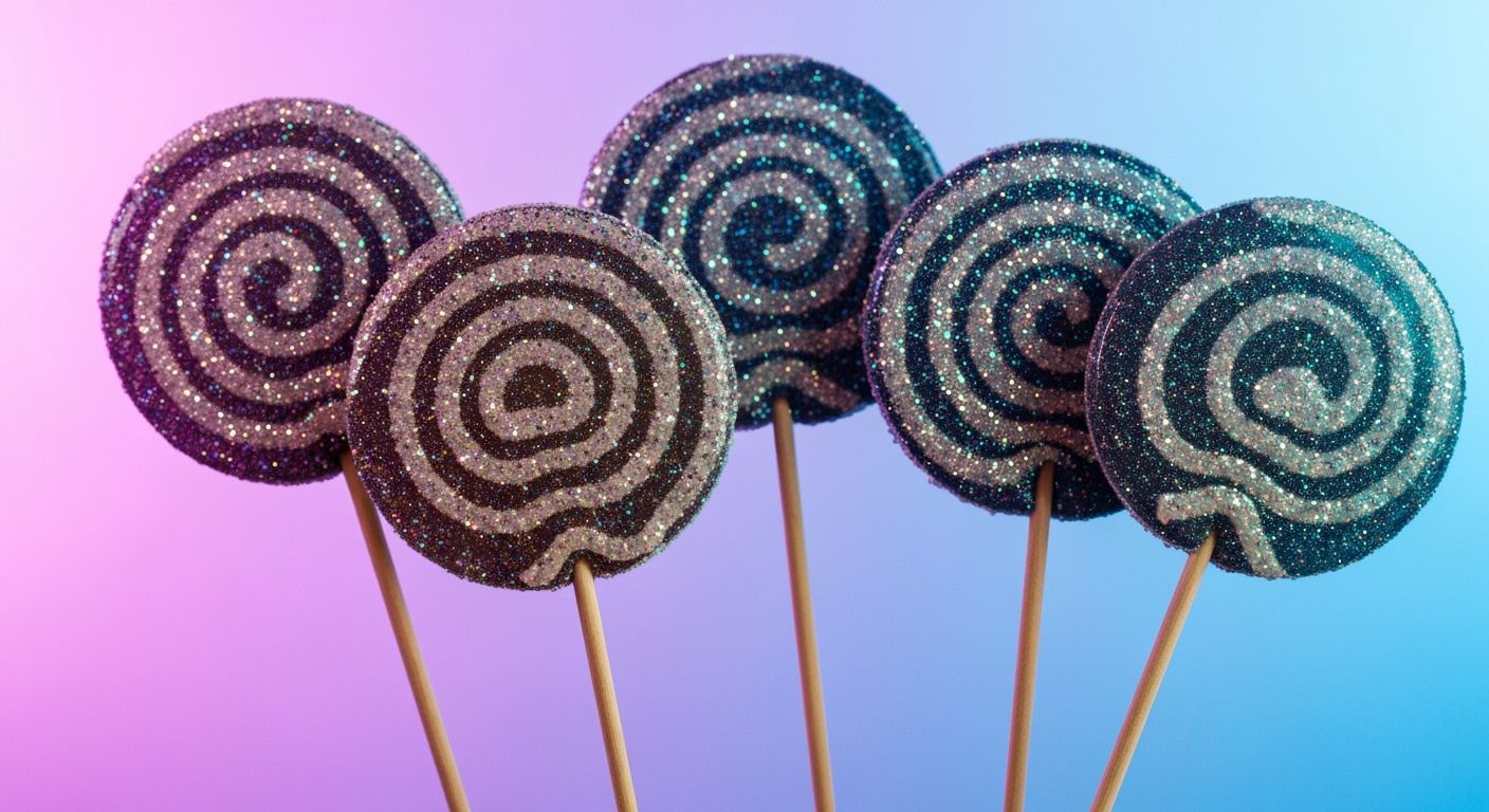 Sparkling Glitter Lollipops on a Gradient Background