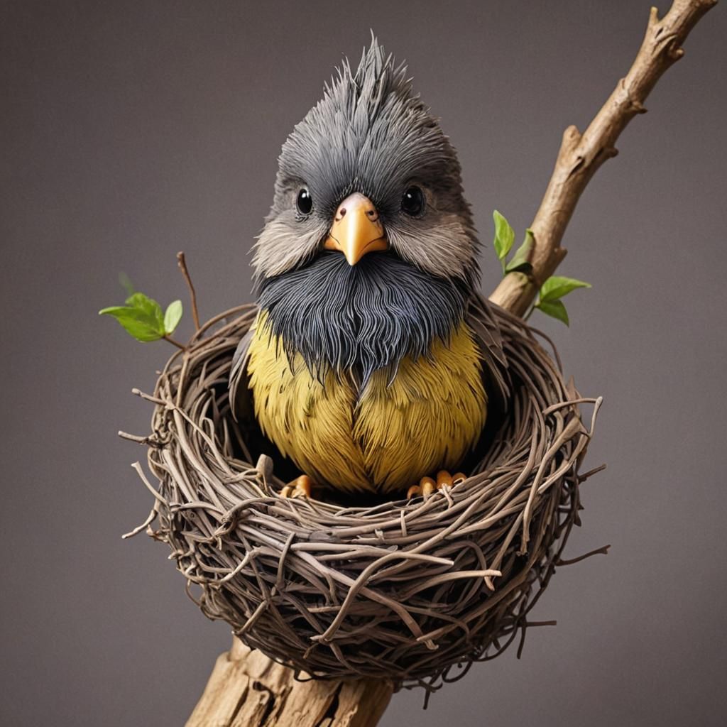 (Cute Chibi Dwarven Beard Is A Nest For Adorable Baby Birds:1.5)
