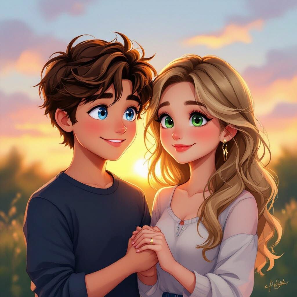 Noah and Asa Share a Romantic Sunset Embrace