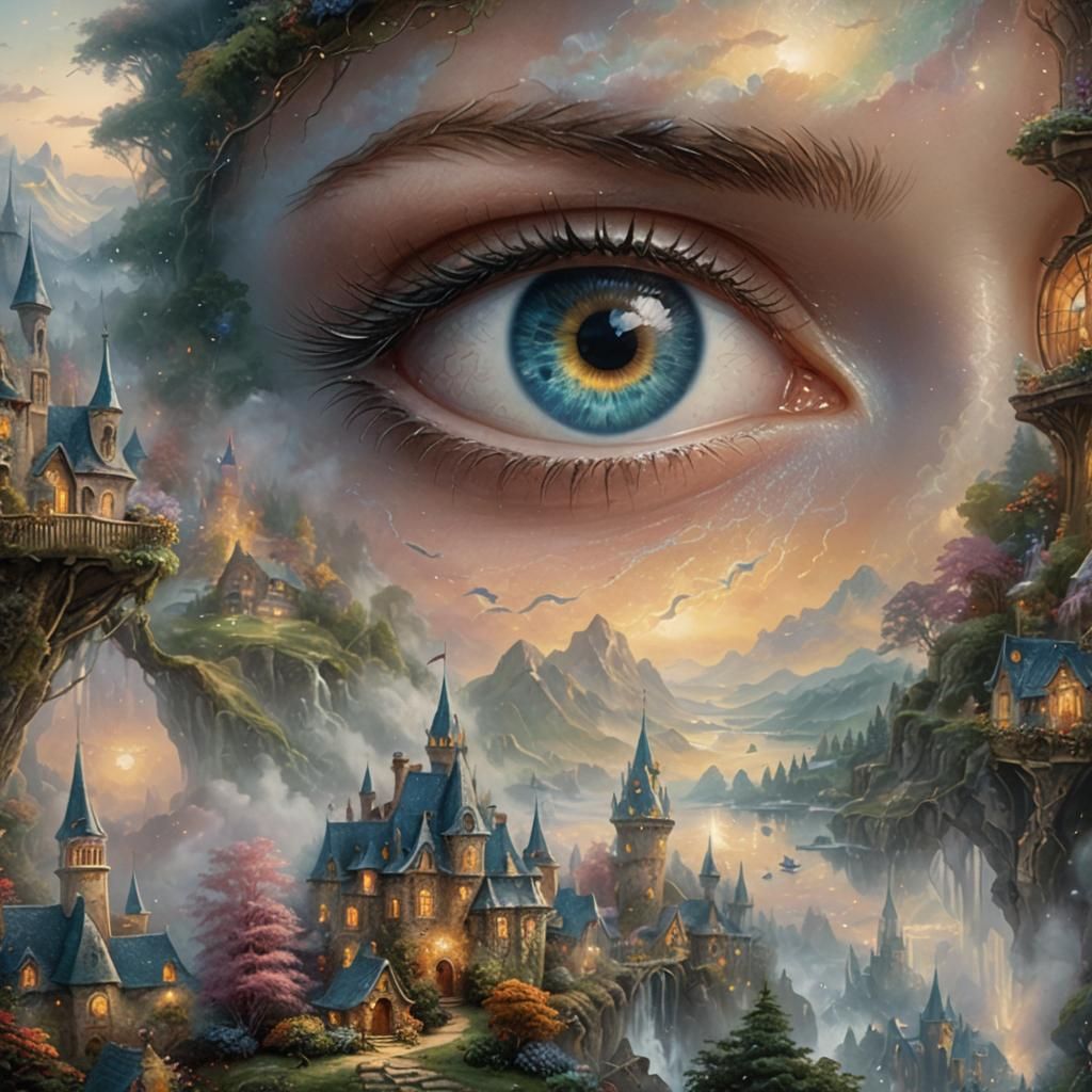 Fantasy World Reflected in an Eye