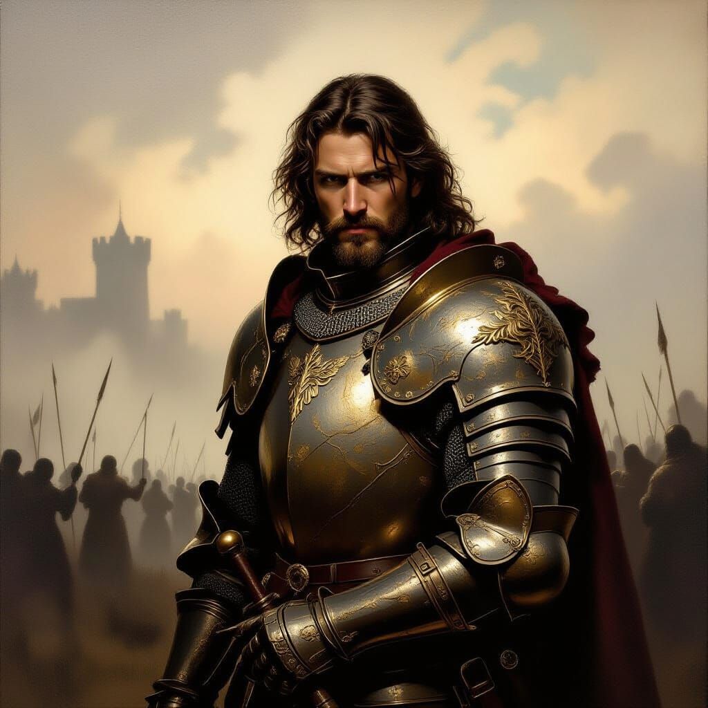 Regal Knight in Ornate Battle Armor