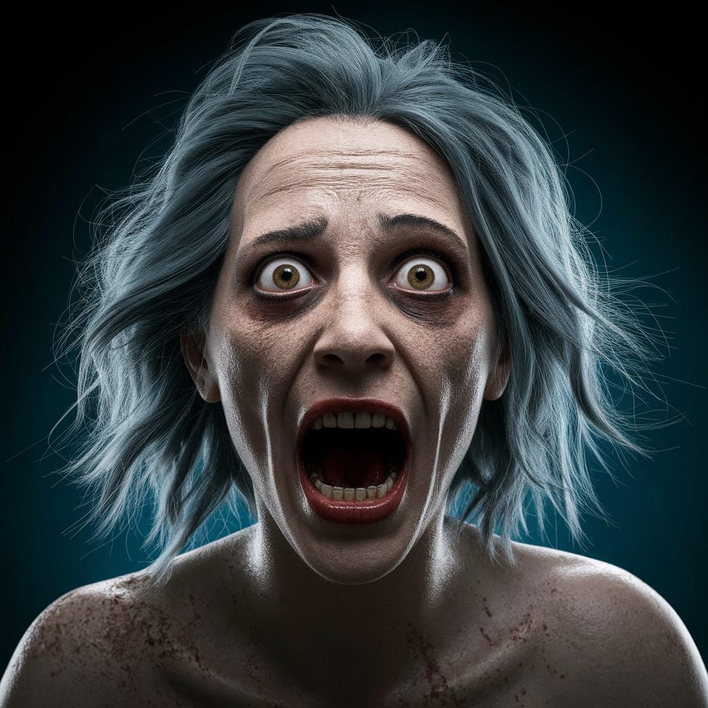 Terrified Ghostly Figure: A Haunting Depiction of Agony