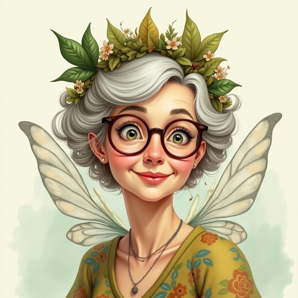 Elegant Woman with Fairy Wings, Watercolor Style