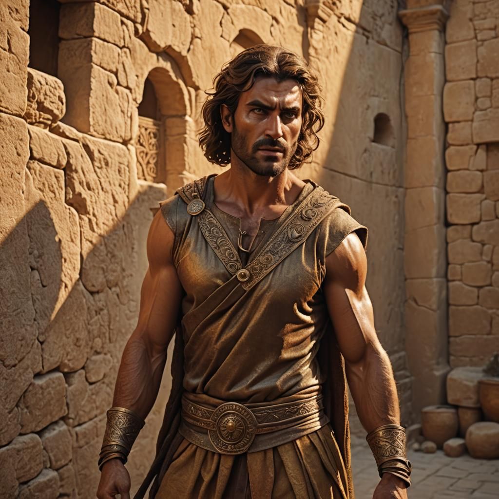 Bronze Age Man in Golden Light: 3D Rendering