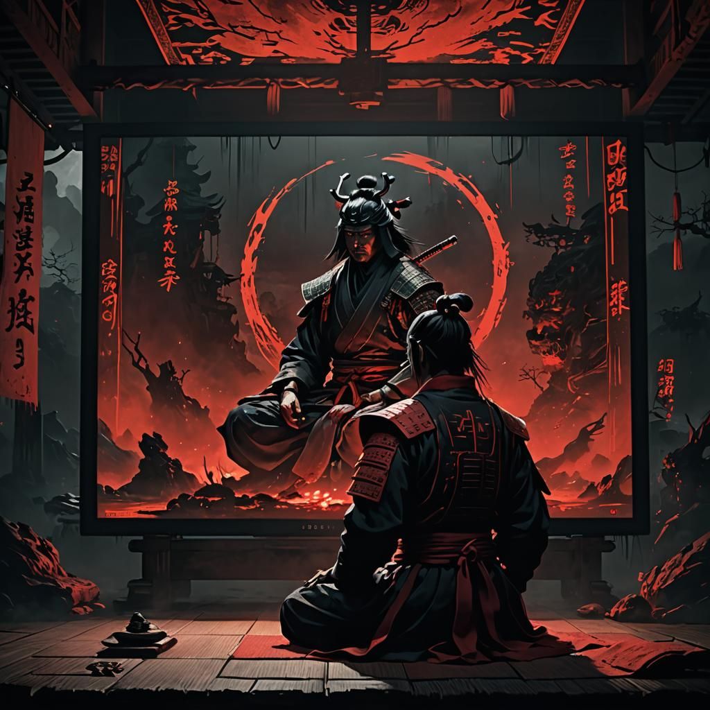 Eerie Samurai Meditates Under Fernweh Gaming Display