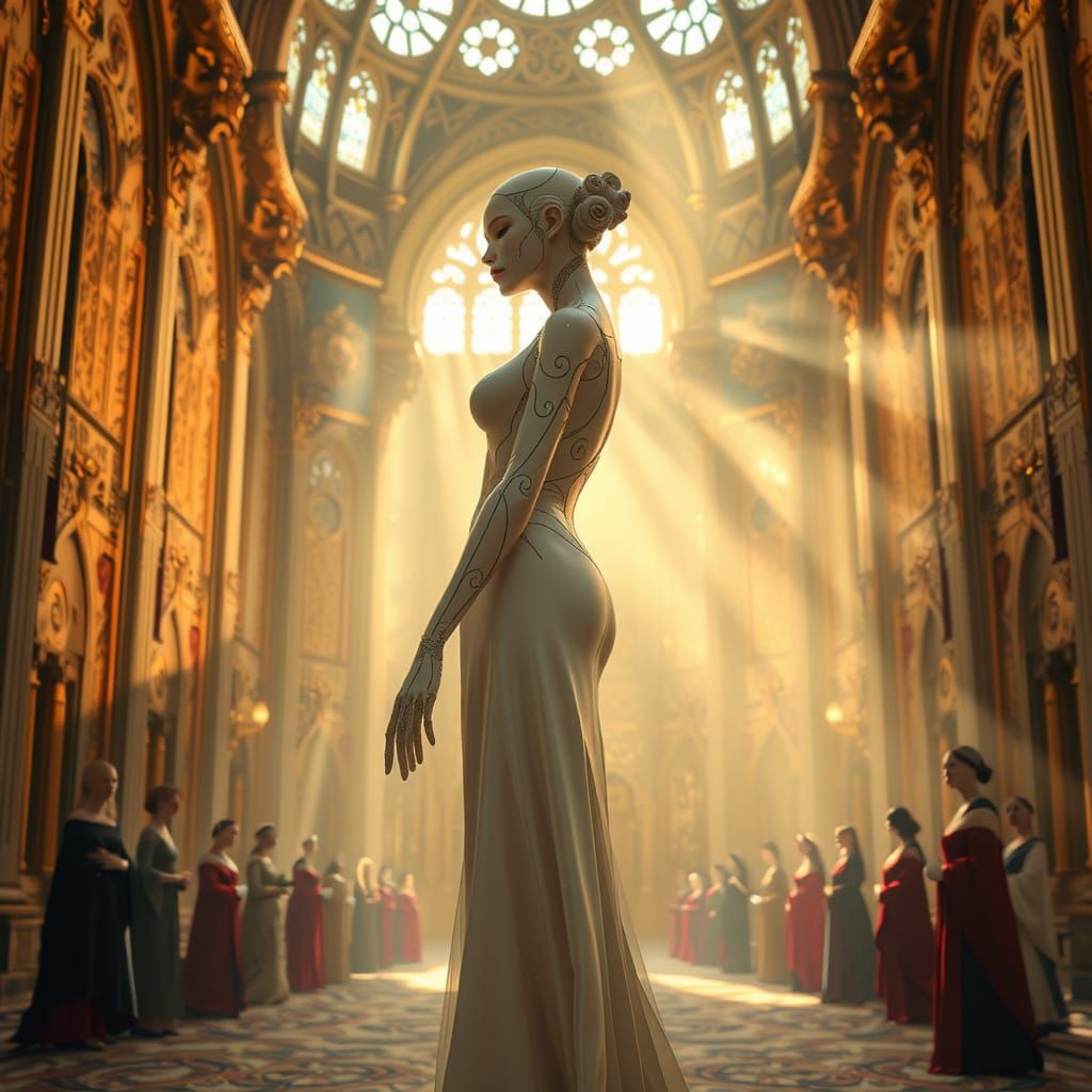 Android Queen in Opulent Baroque Hall