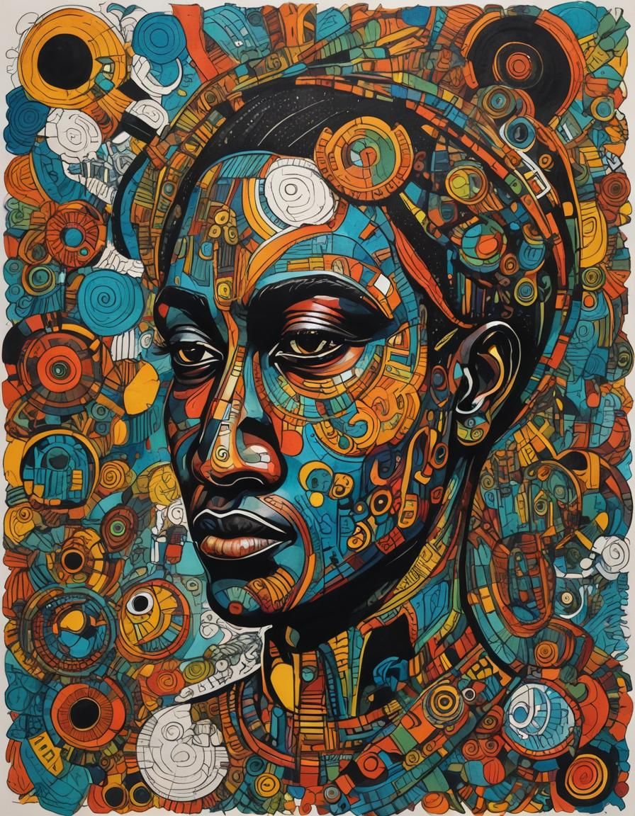 Colorful Ink Drawing in Mixed Media Style