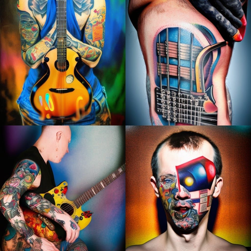 Musical Tattoo Art in Cubist Surrealism