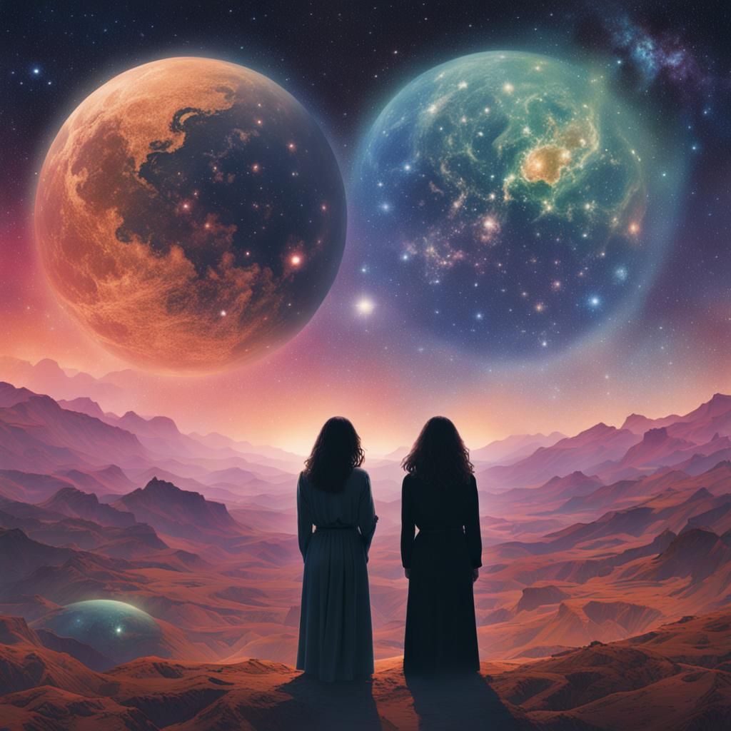 Dreamy Universe Album Cover Featuring Two Silhouettes