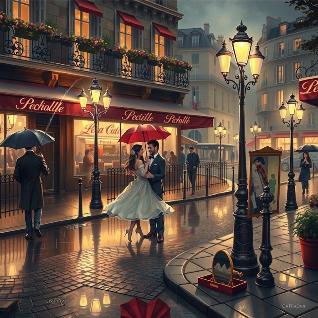Parisian Romance: A Dance in the Rain
