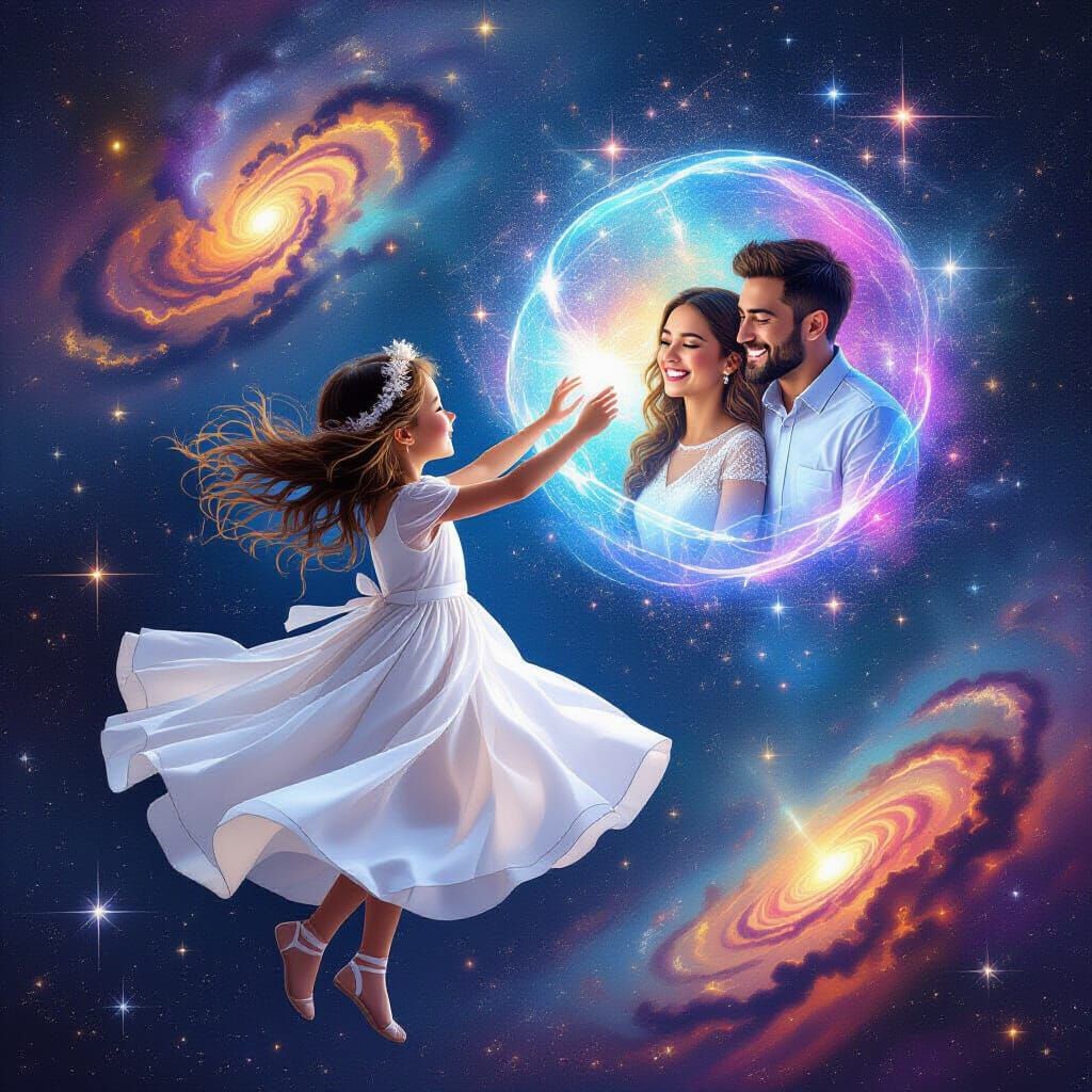 Girl Draws Parents in Space, Astral Style