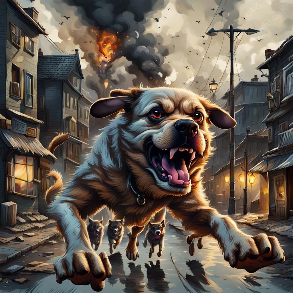 Fierce Dog Running Forward