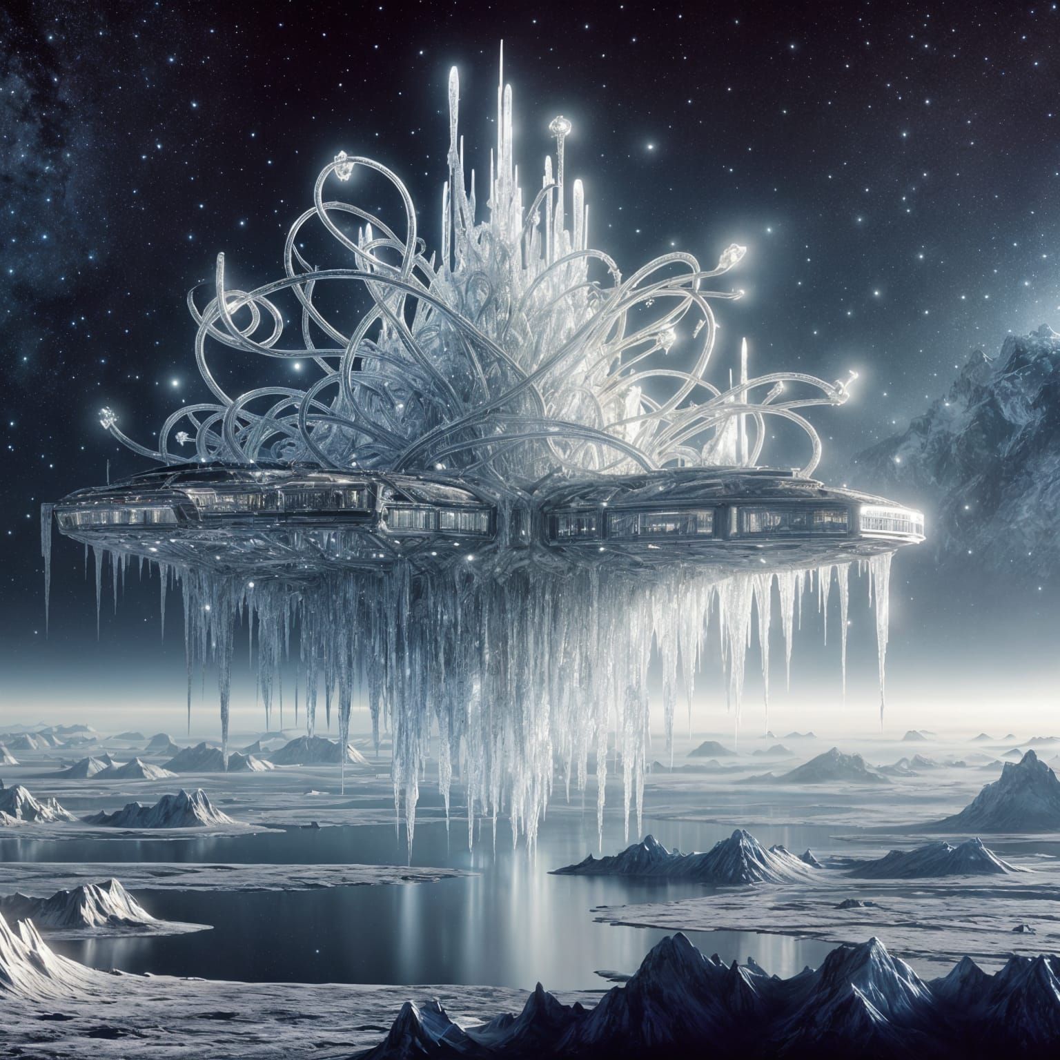 Crystal Vines Enshroud Abandoned Alien Spaceship