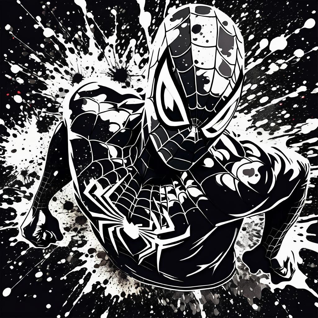 Ink Splatter Portrait of Spiderman in Neo-Expressionism