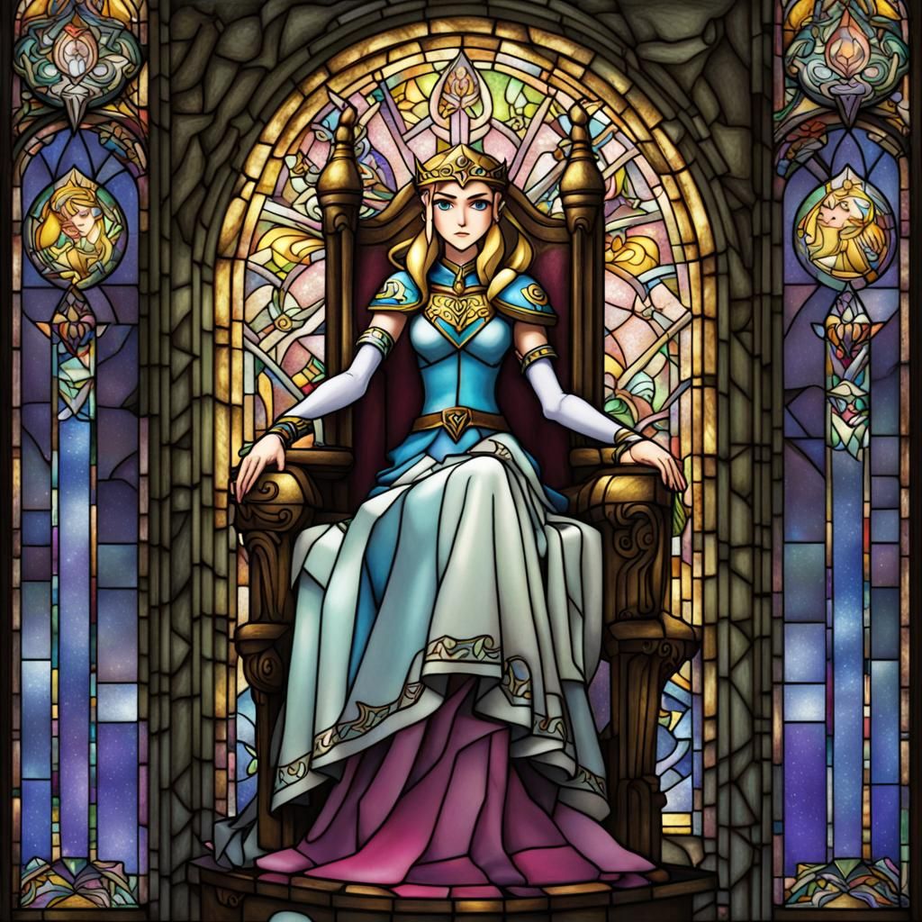 Princess Zelda in Stained Glass Style
