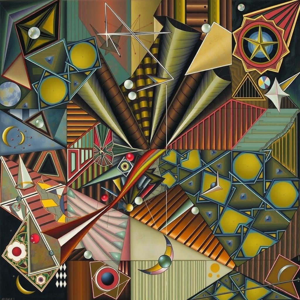 Psychedelic Dodecahedron Abstract Art in Deep Triadic Colors