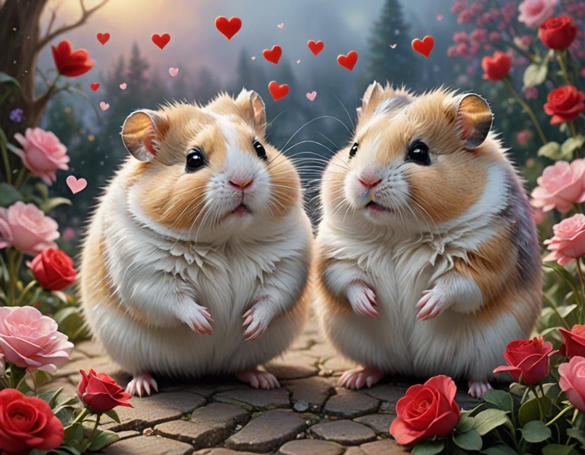 Romantic Hamster Valentine's Day Cards in Whimsical Fantasy ...