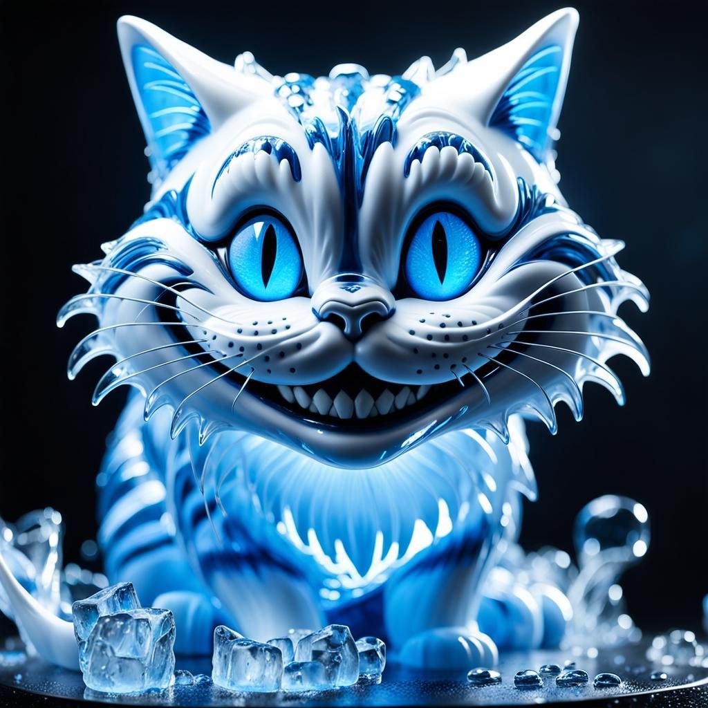 Bioluminescent Cheshire Cat Ice Sculpture on Artstation