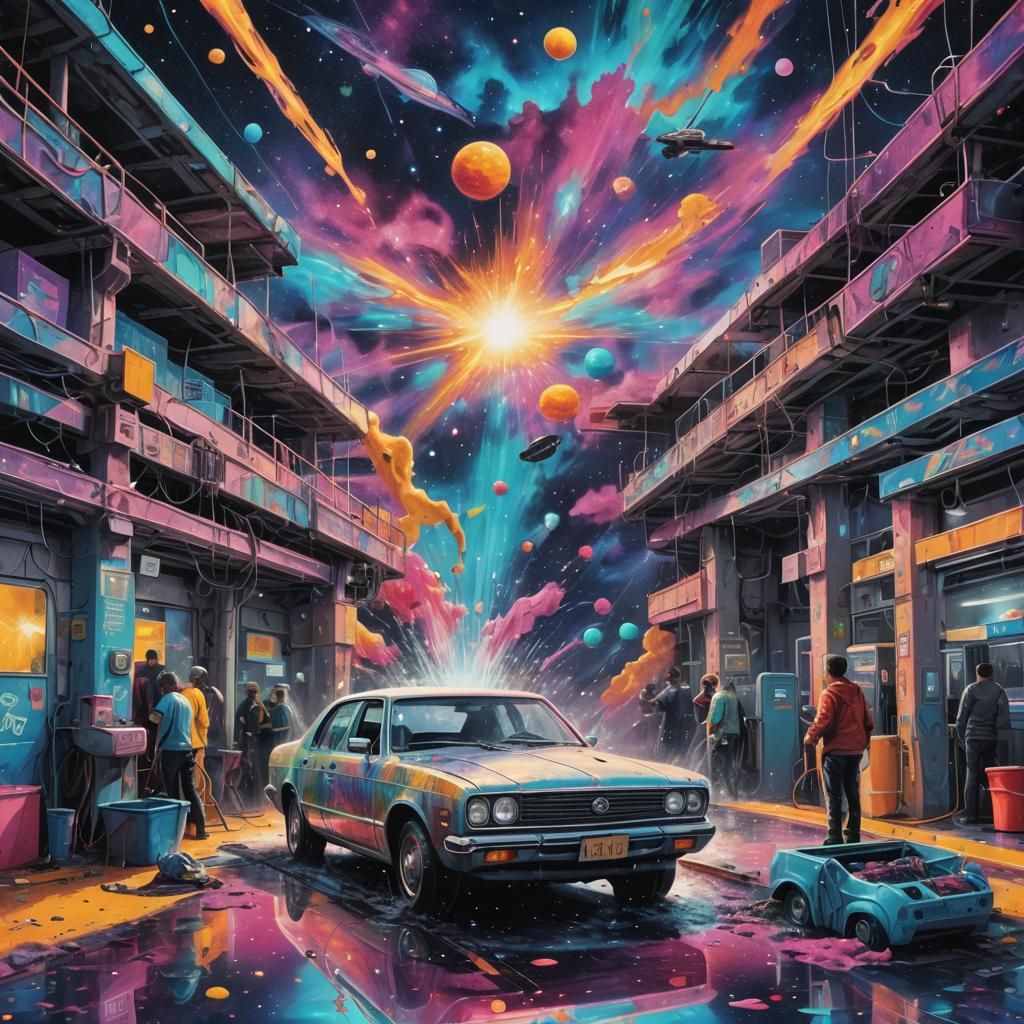 Astral Carwash in Holographic Mixed Media