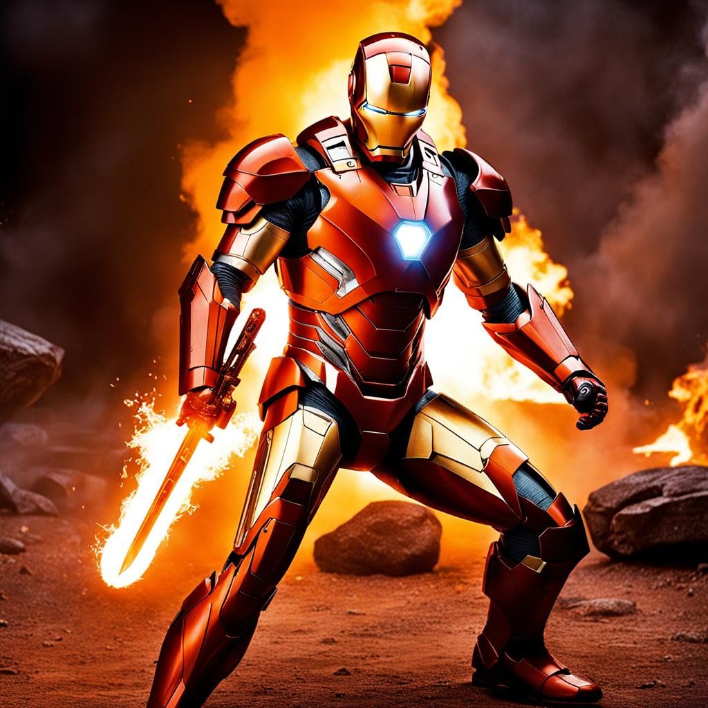 Tom Cruise as Iron Man Forging Magic Sword