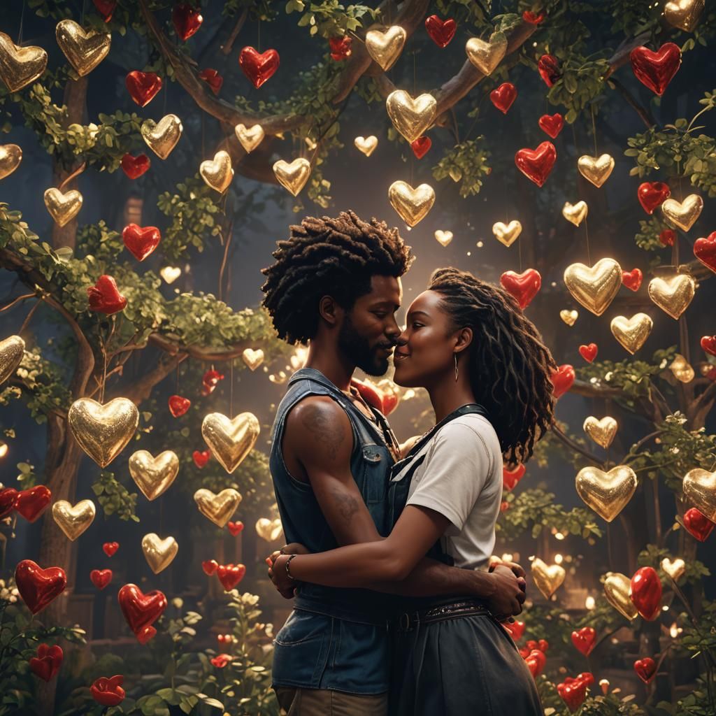 Black Couple in Love: 3D Game Cinematic Art