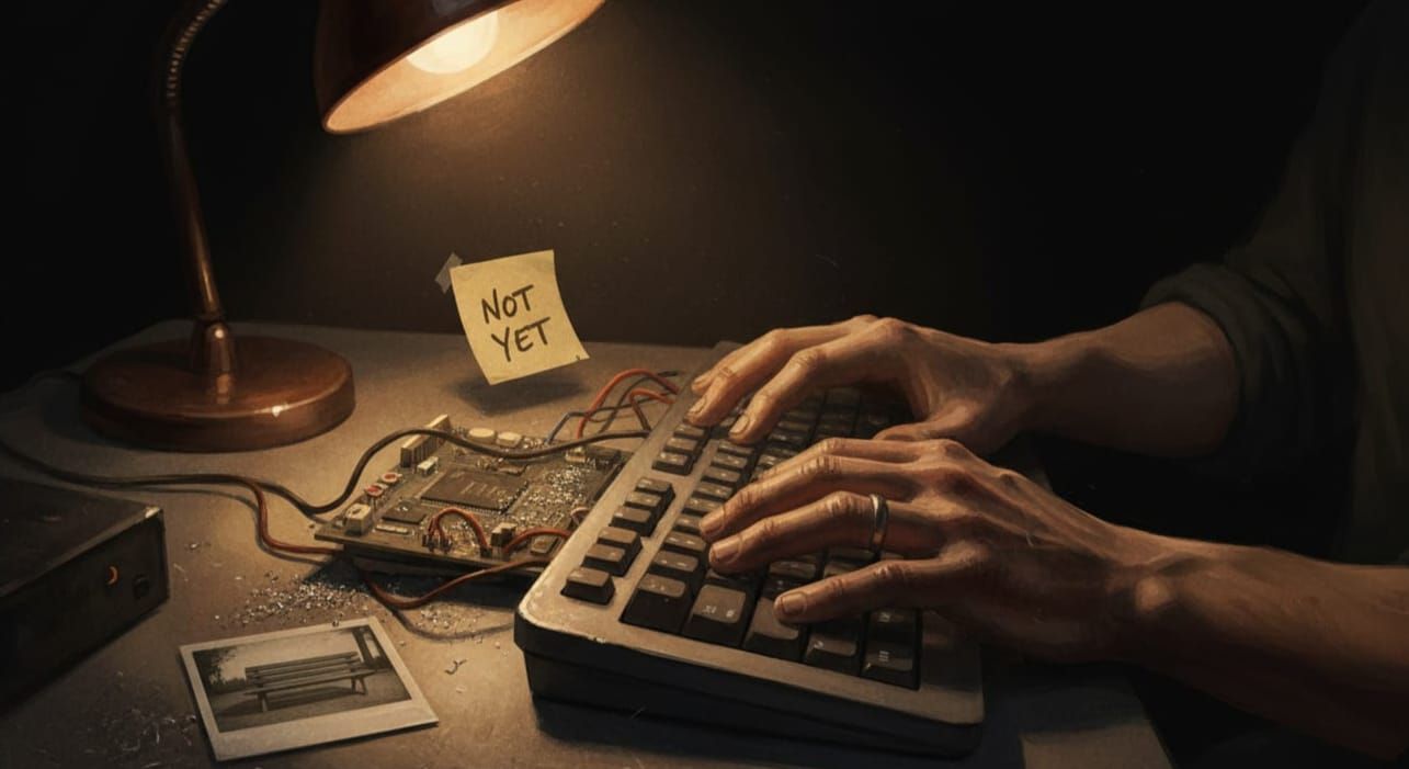 Survival Horror Console Scene with Ominous Atmosphere