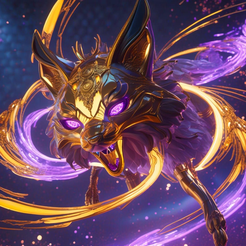 Fox Mage Conjures Fire and Lightning in Dark Fantasy