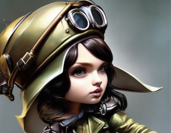 Steampunk Aviator Chibi Portrait in 8K