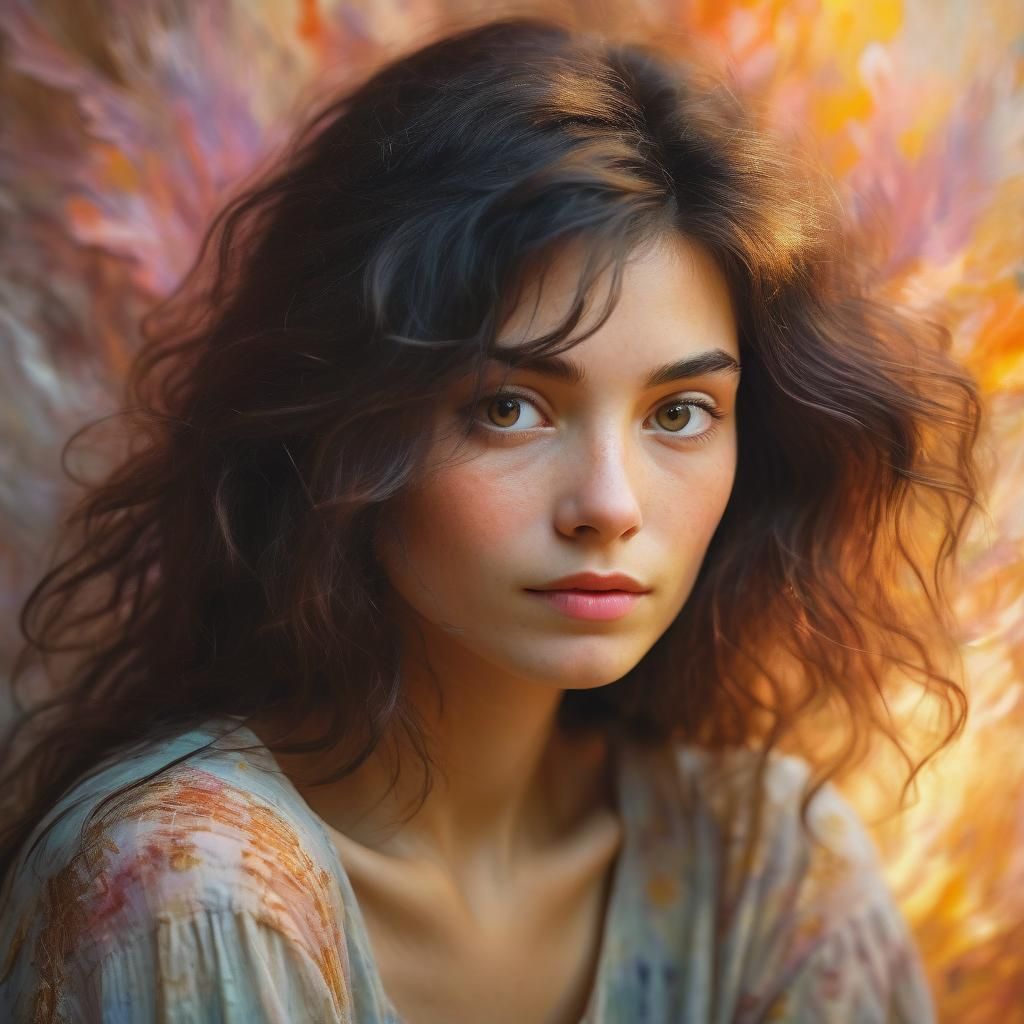 Italian Woman Portrait in Impressionist Style