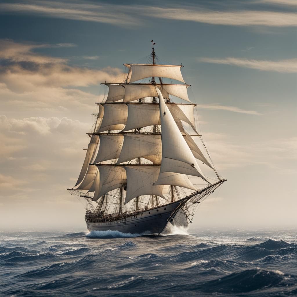 flying in the air a sailing ship