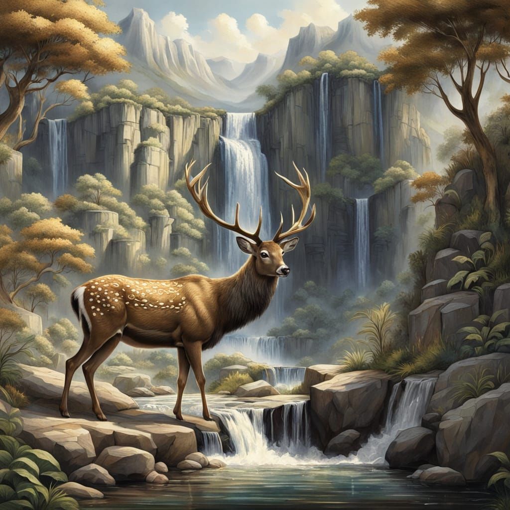 Deer Ascends Ancient Israeli Mountain in Golden Light