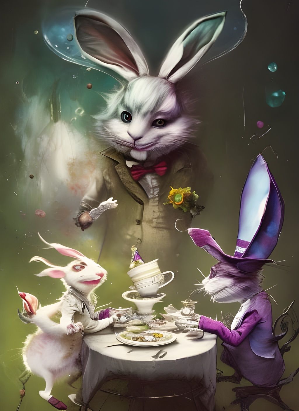 Whimsical Tea Party Crayon Caricature