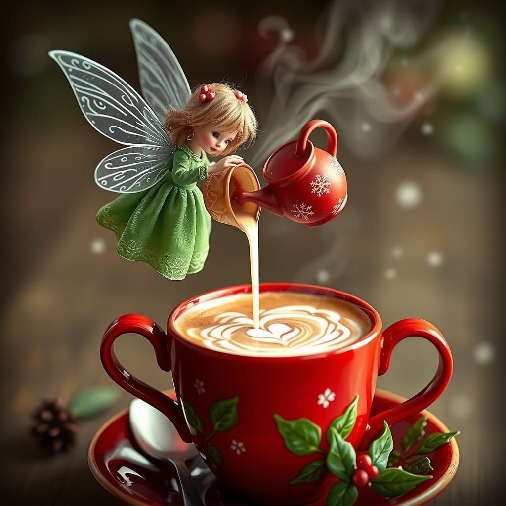 Whimsical Fairy Pours Magical Hot Chocolate