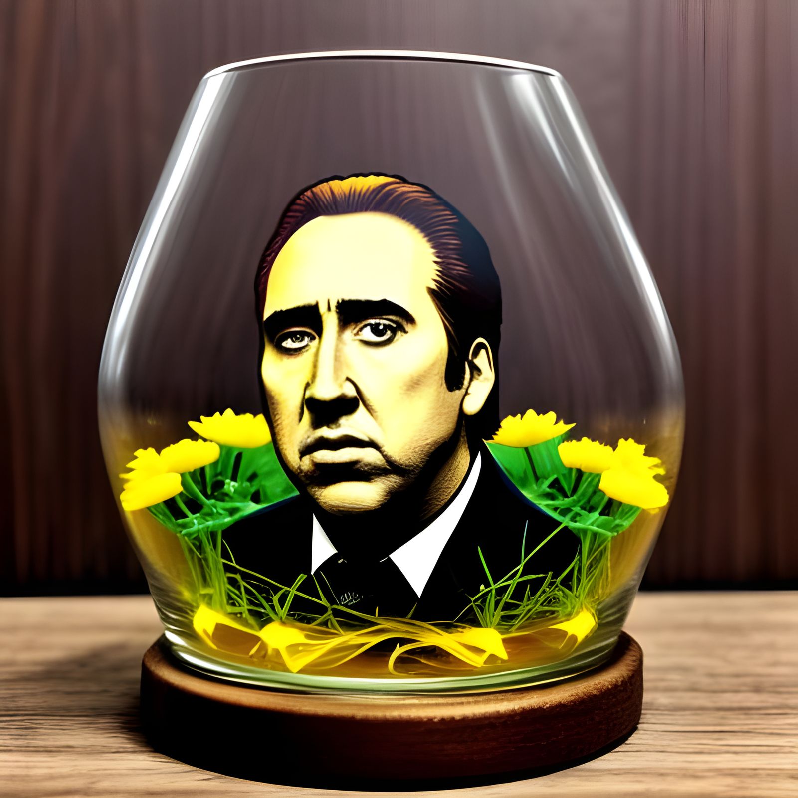 Nicholas Cage Trapped in Floral Terrarium
