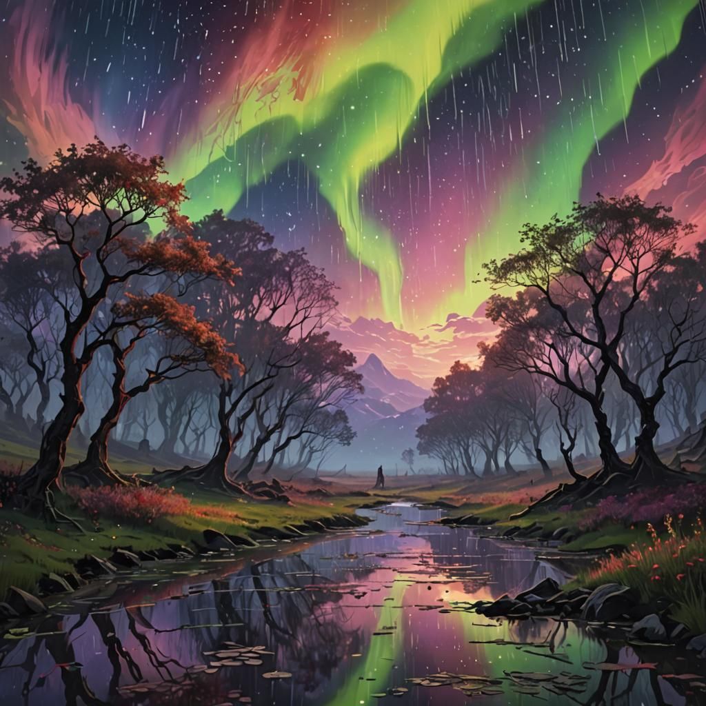 Tranquil Whispers: An Aurora-Lit Epiphany
