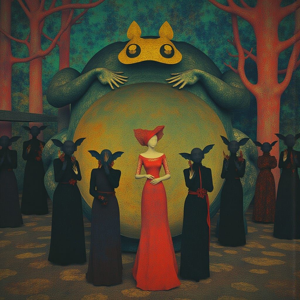Giant Toad Wedding with Fox Bride in Matisse Style