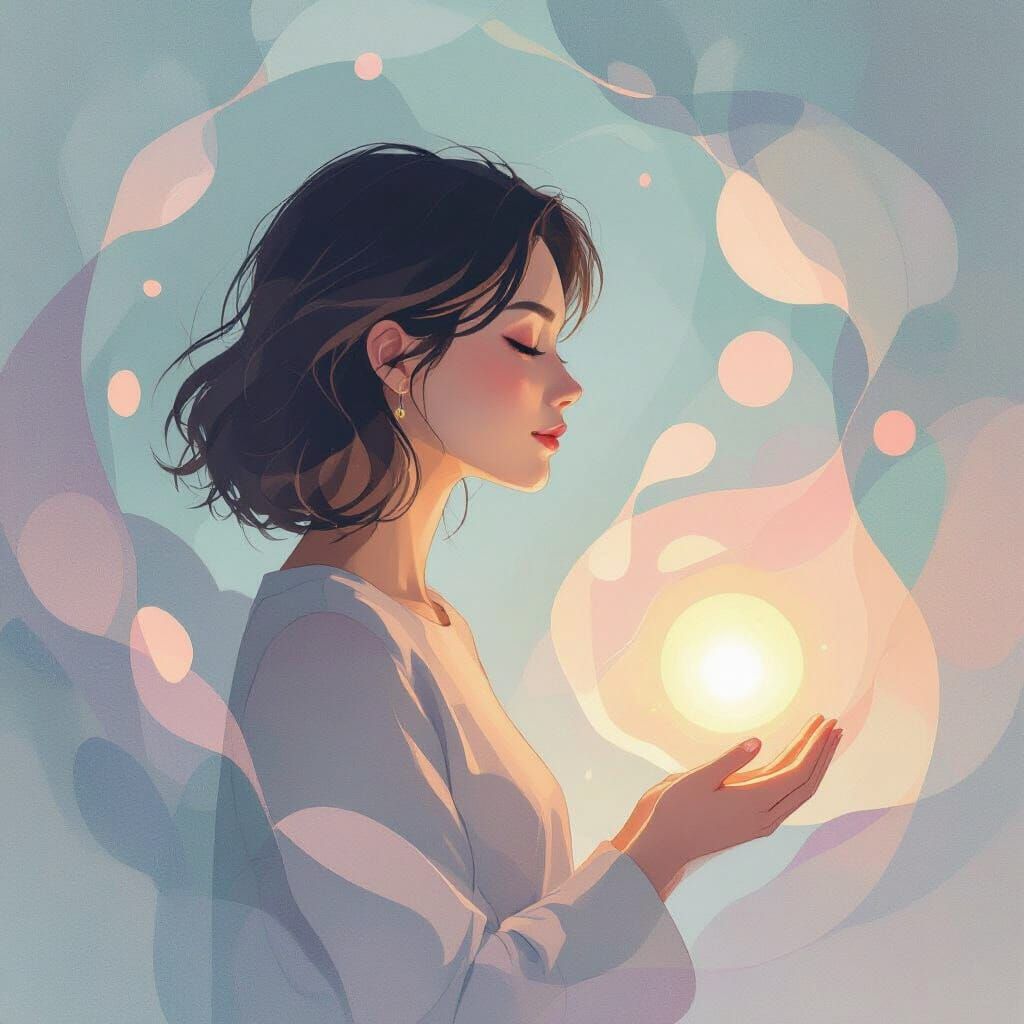 Watercolor Silhouette with Abstract Inner World