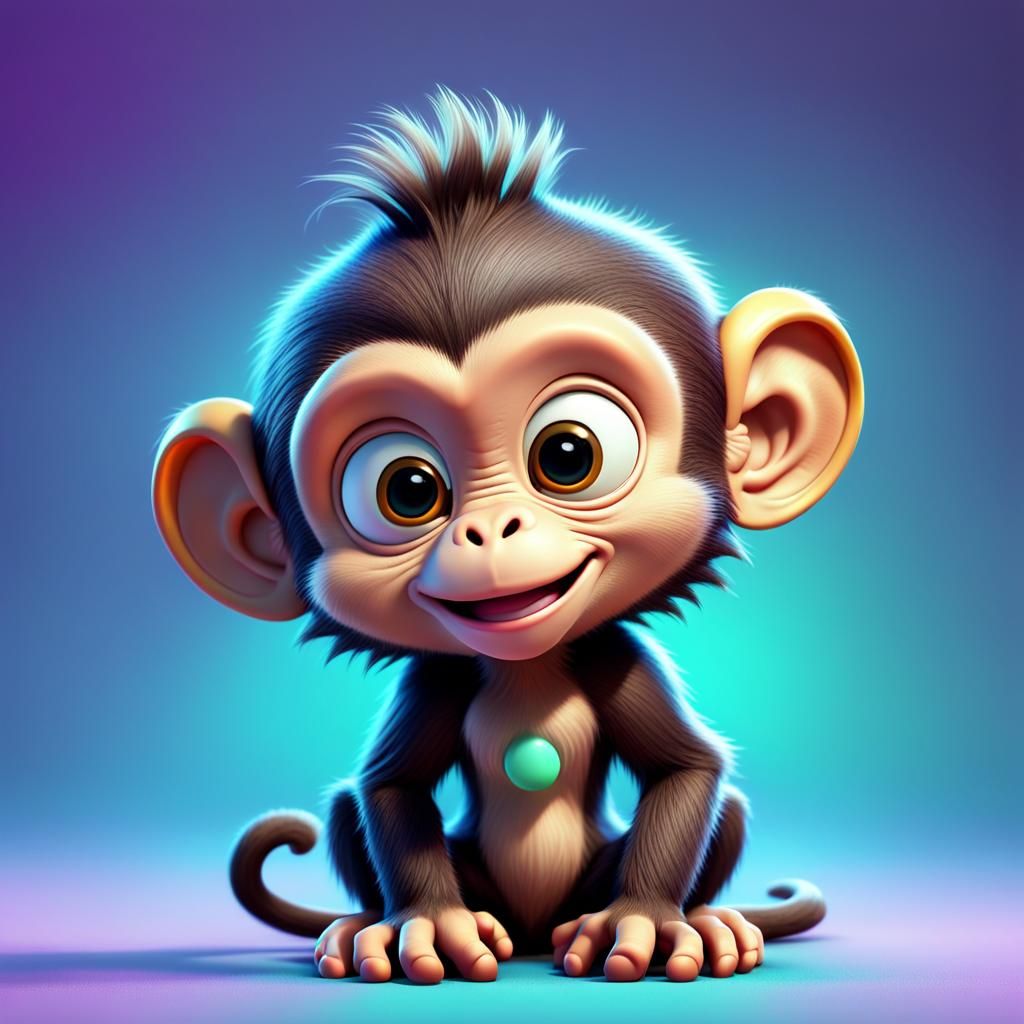 Genius Monkey: Cheerful 3D Cartoon Portrait