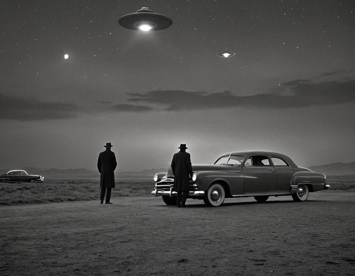 Film Noir: Woman Approaches Flying Saucer
