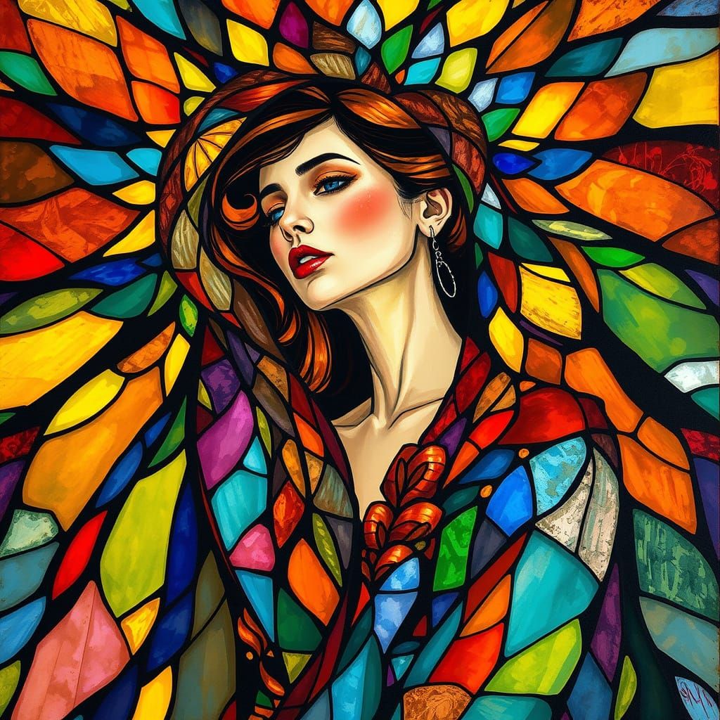 Surreal Stained Glass Goddess