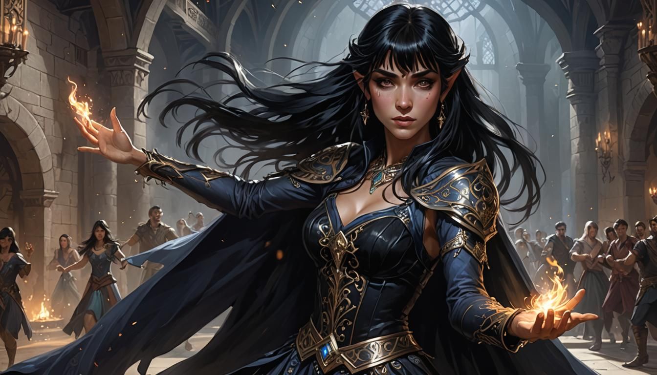 Fantasy Half-Elf Dancing in Ballroom