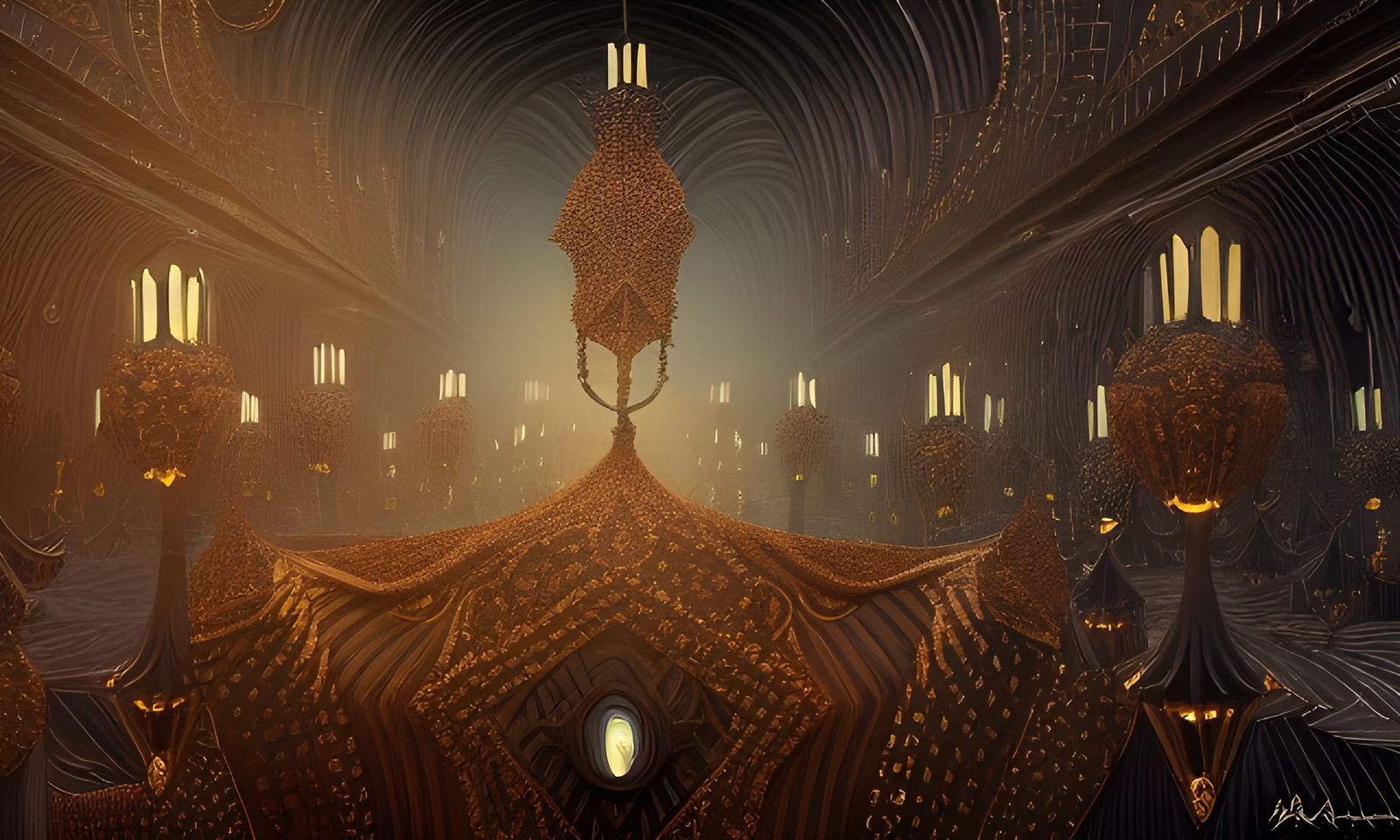 Elaborate Masquerade Ball in Digital Painting Style