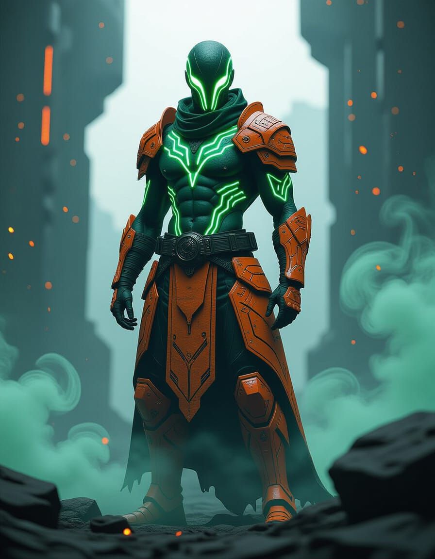 Alien Warrior in Bioluminescent Armor in Unreal Engine