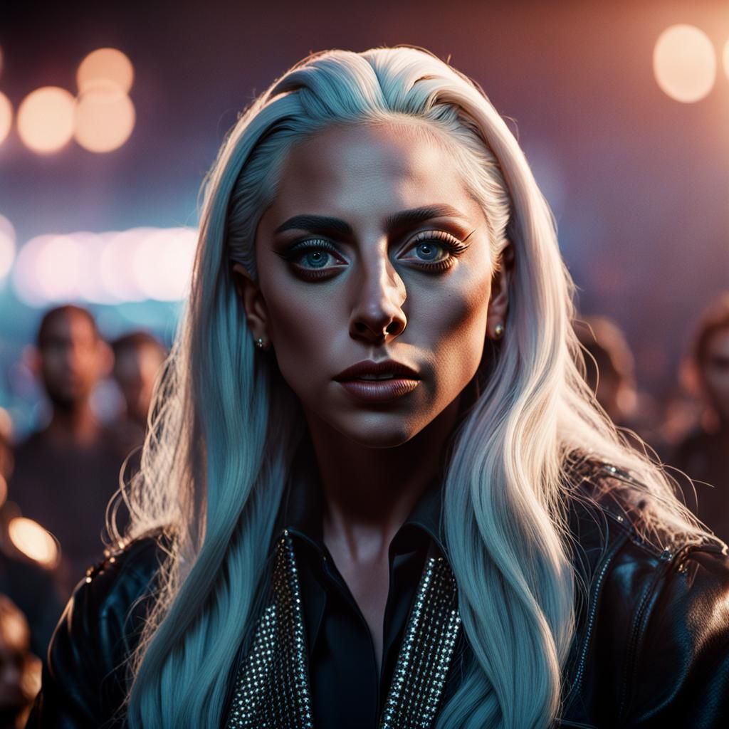 Portrait of Lady Gaga in A Star is Born 4K, dynamic lighting...