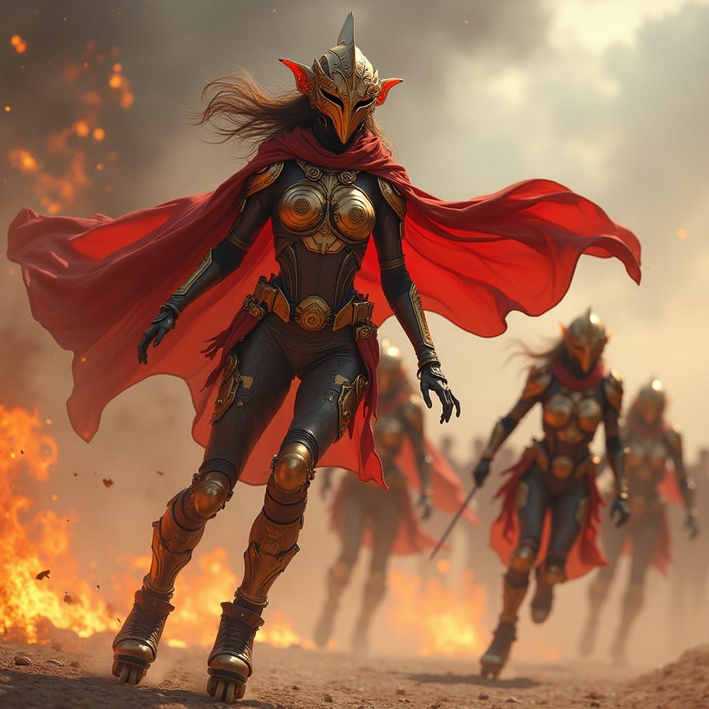 Galactic Warrior Empress Leads the Charge in Fiery Armor