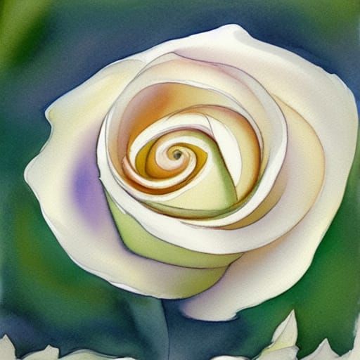 White Rose in Watercolor, Georgia O'Keefe Style