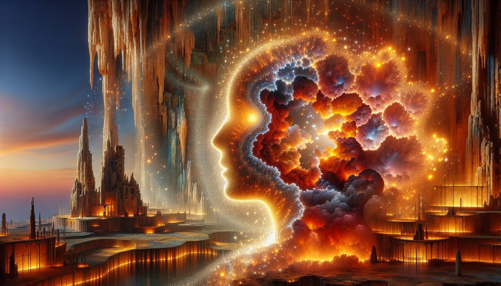 Fire Agate Speleothem in Sparklecloth, Light Installation Ar...