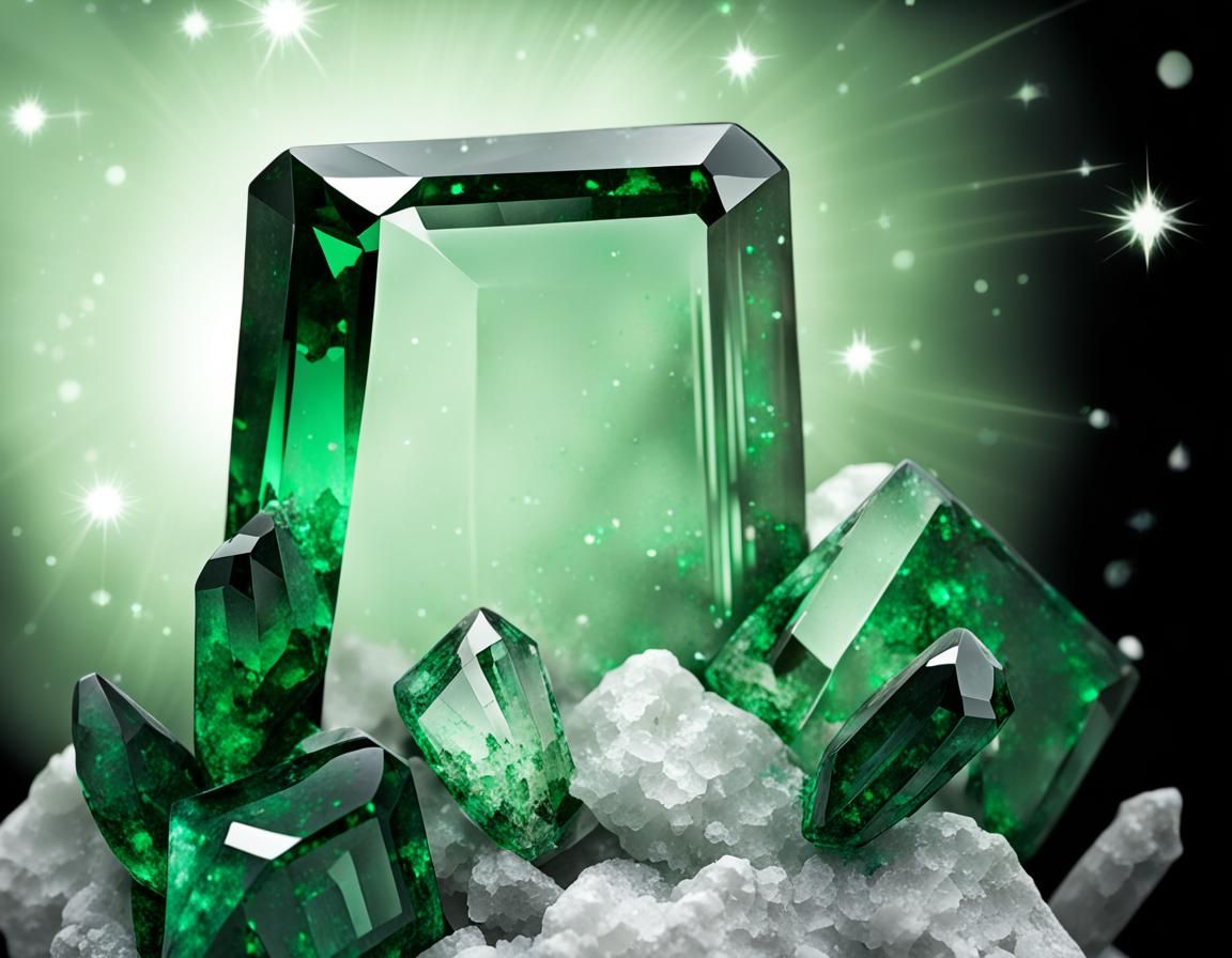 Emerald Cut Gems on Starry Night