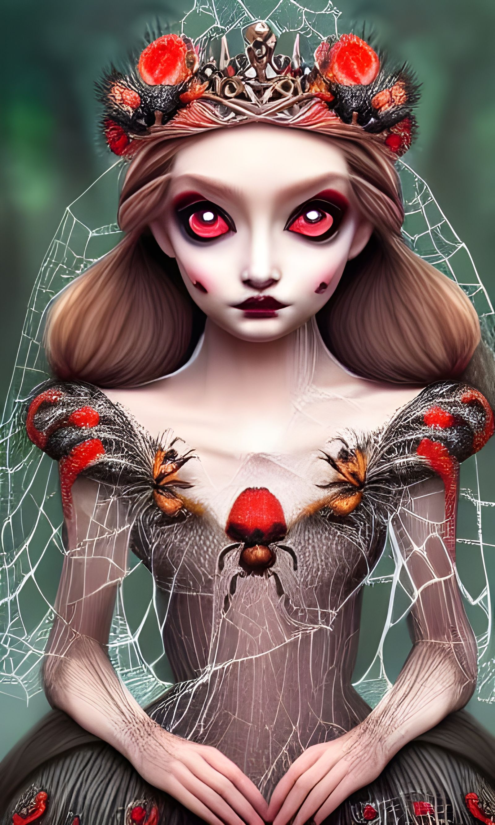 Intricate Spider Queen with Cobweb Dress
