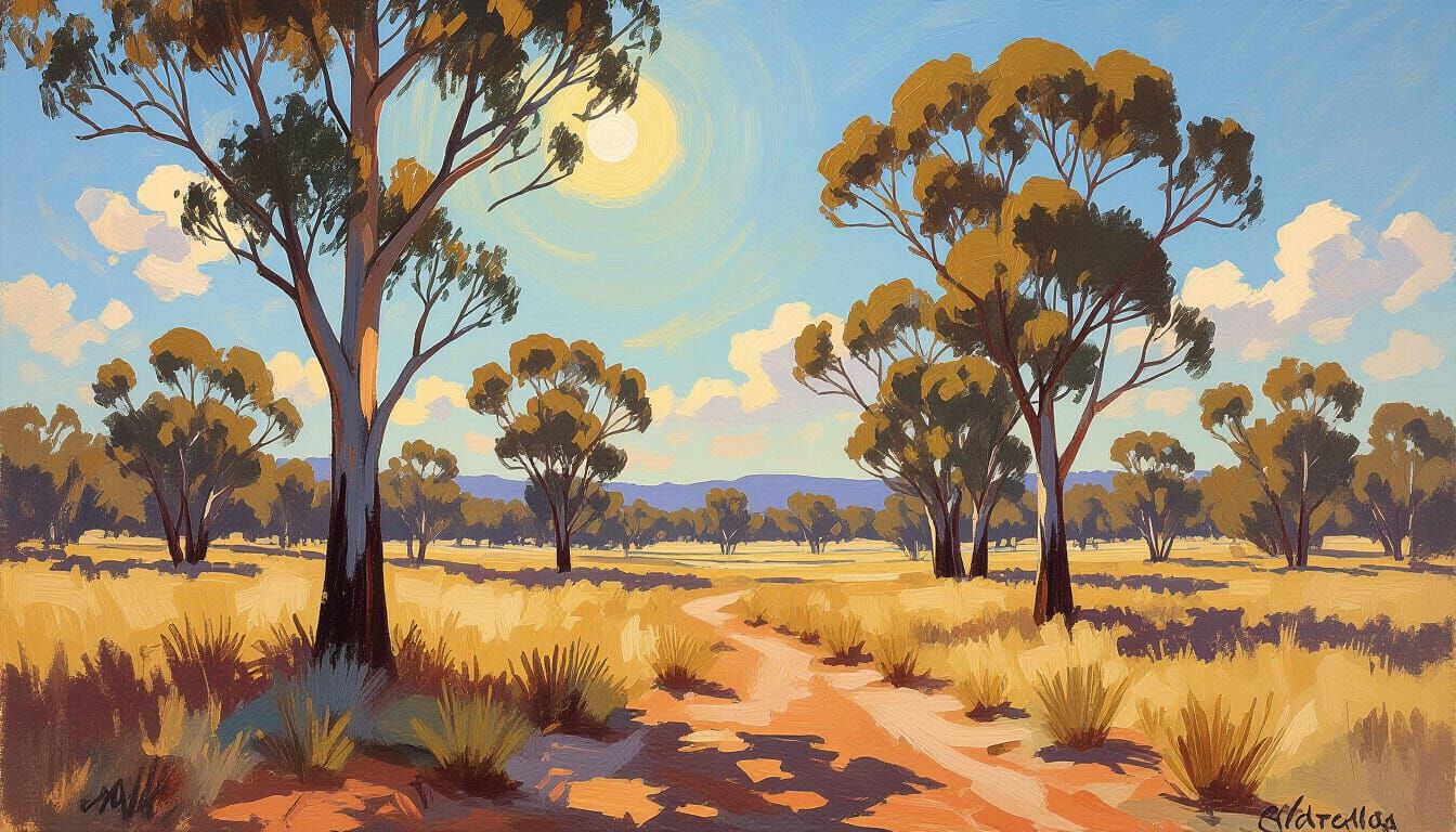 Impressionist Australian Drought Landscape Painting